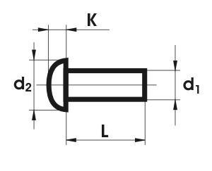 NIT ALUMINIOWY PEŁNY Z ŁBEM KULISTYM 4.0*16 MM