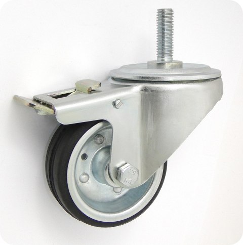 KOŁO METAL-GUMA 80MM OBUDOWA Z TRZPIENIEM+HAMULEC 7H*M10