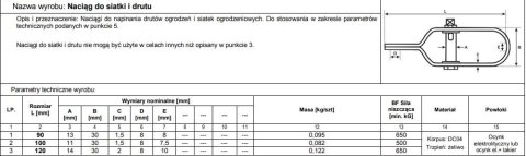 NAPINACZ SIATKI 100MM ZIELONY